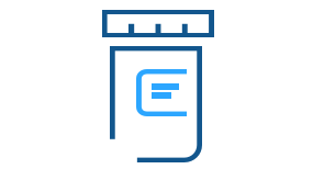 Blue line art illustration of an Express Scripts Canada pill box repesenting Drug Trend Report 